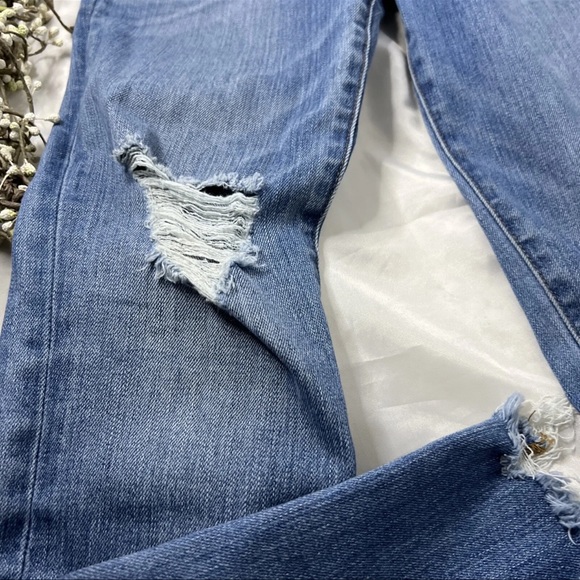Madewell Jeans 25P 9” Mid Rise Skinny Frankie Wash Torn Knee Edition - Picture 4 of 12